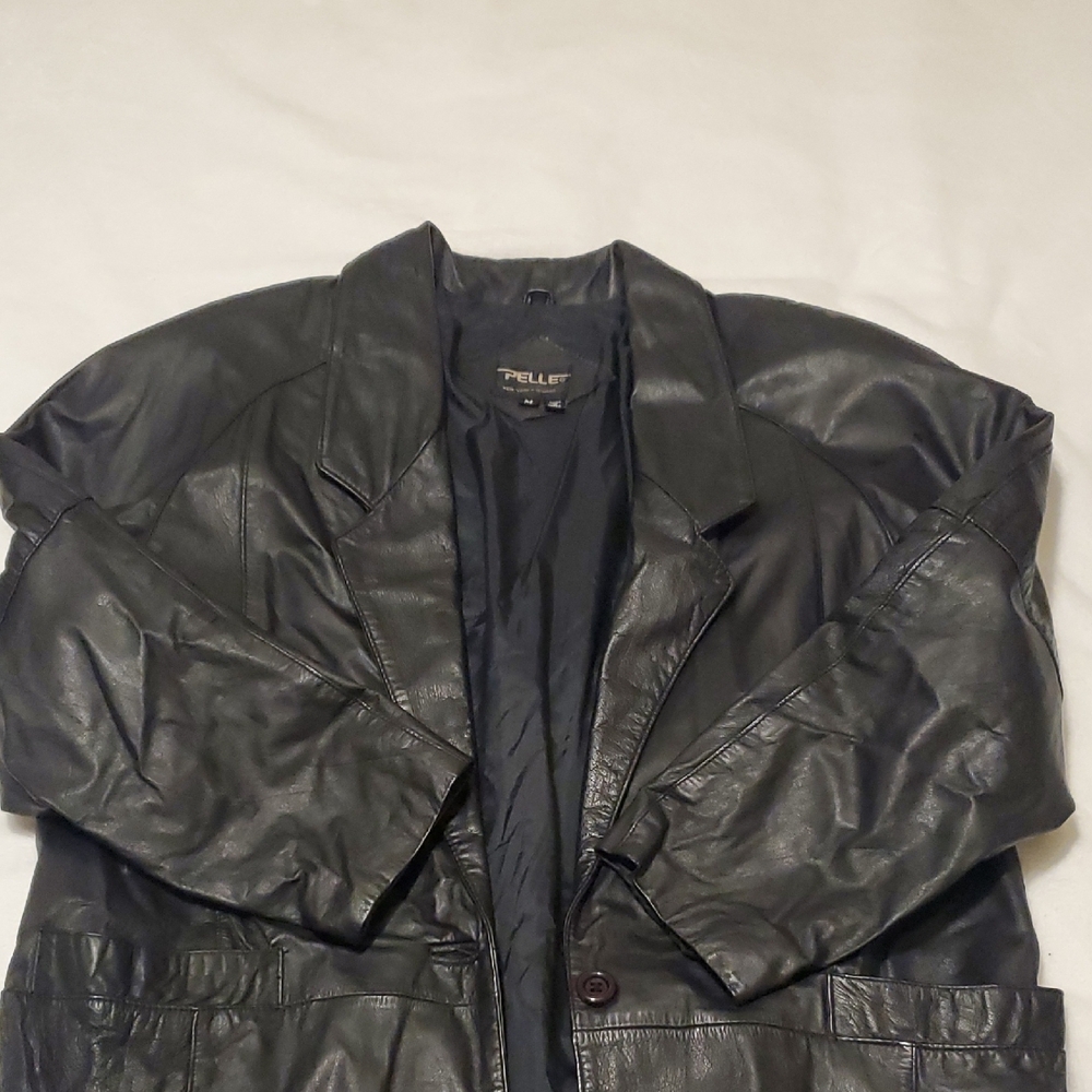 Pelle Black 100% Genuine Leather Trench Coat - Picture 3 of 10